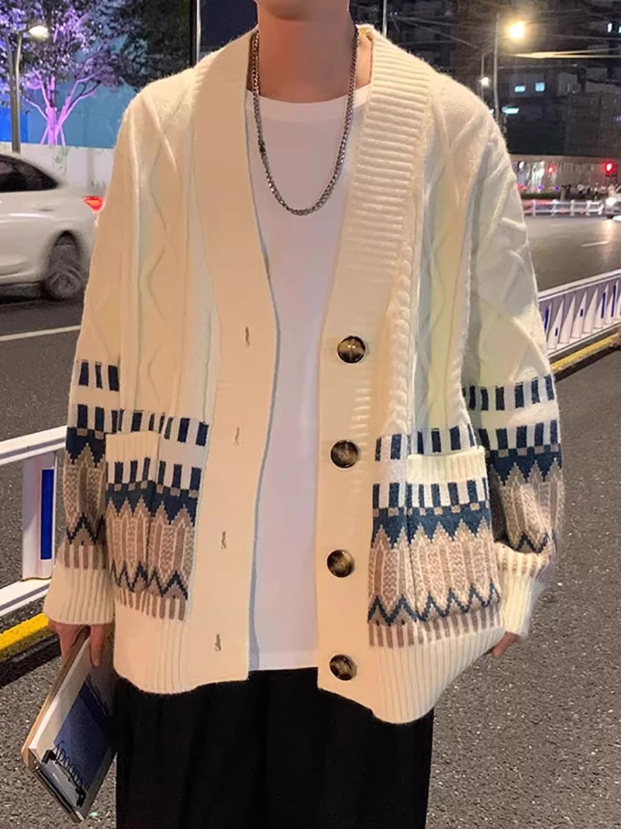 Men's Fall Winter Thickened Fleece-Lined Relaxed Casual Knit Cardigan Open-Front Sweater for Office Outfits Work and Weekend Spring Everyday