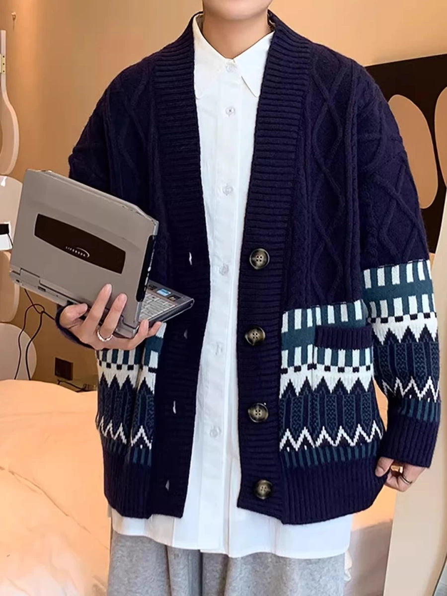 Men's Fall Winter Thickened Fleece-Lined Relaxed Casual Knit Cardigan Open-Front Sweater for Office Outfits Work and Weekend Spring Everyday