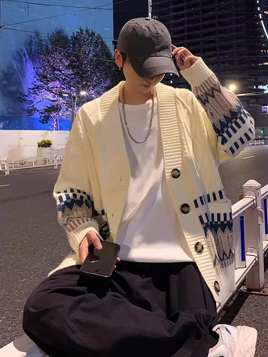 Men's Fall Winter Thickened Fleece-Lined Relaxed Casual Knit Cardigan Open-Front Sweater for Office Outfits Work and Weekend Spring Everyday