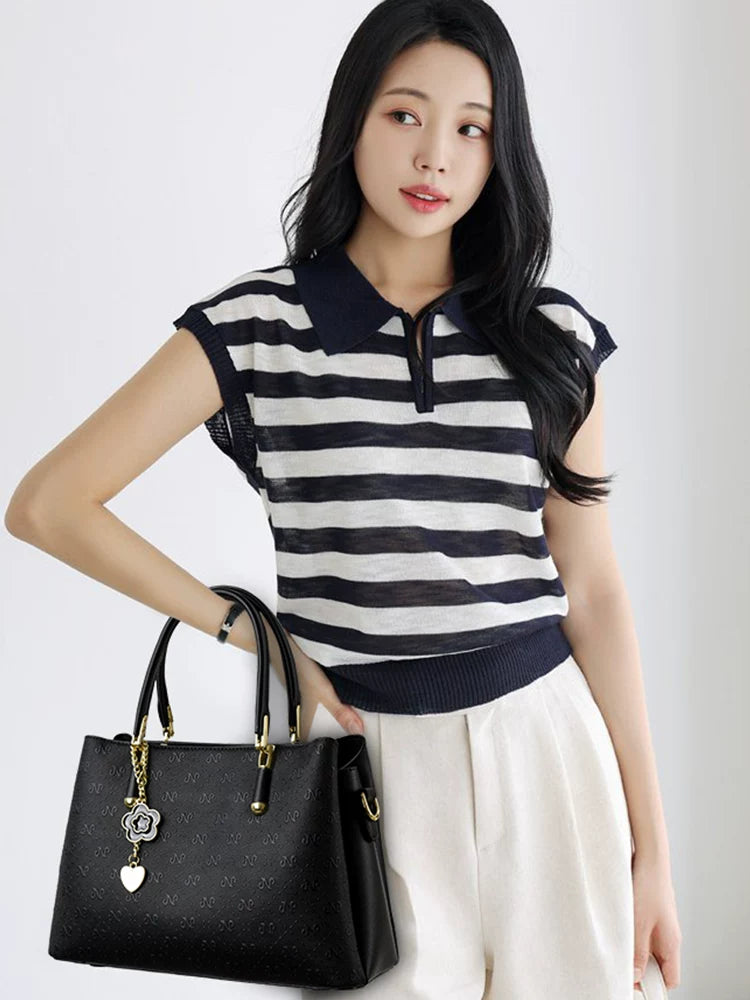 Women's Large-capacity Leather Bridal Handbag Shoulder Crossbody Purse Work Travel Everyday Purse