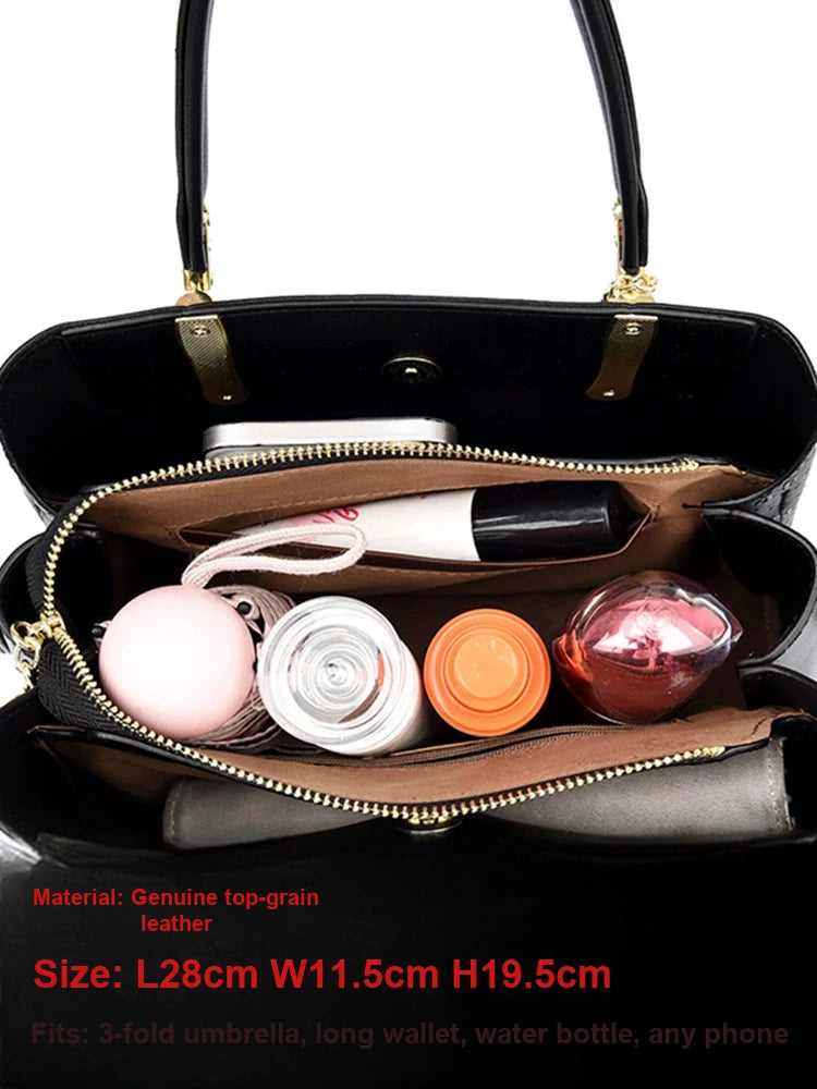 Women's Large-capacity Leather Bridal Handbag Shoulder Crossbody Purse Work Travel Everyday Purse