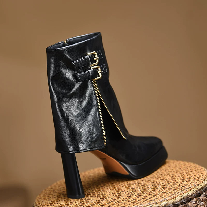 Women's Fall Winter Chunky Sole Platform Block Heel High Heel Ankle Boots for Office and Weekend Streetwear Everyday Wear Date Night Wedding Guest