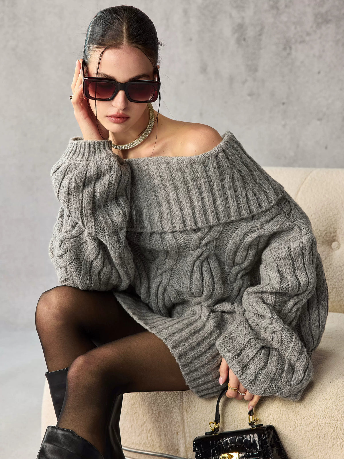 Women's Wool-Blend Lantern Sleeve Sweater Knit Pullover Top for Fall Winter Spring Travel Office Everyday Date Night