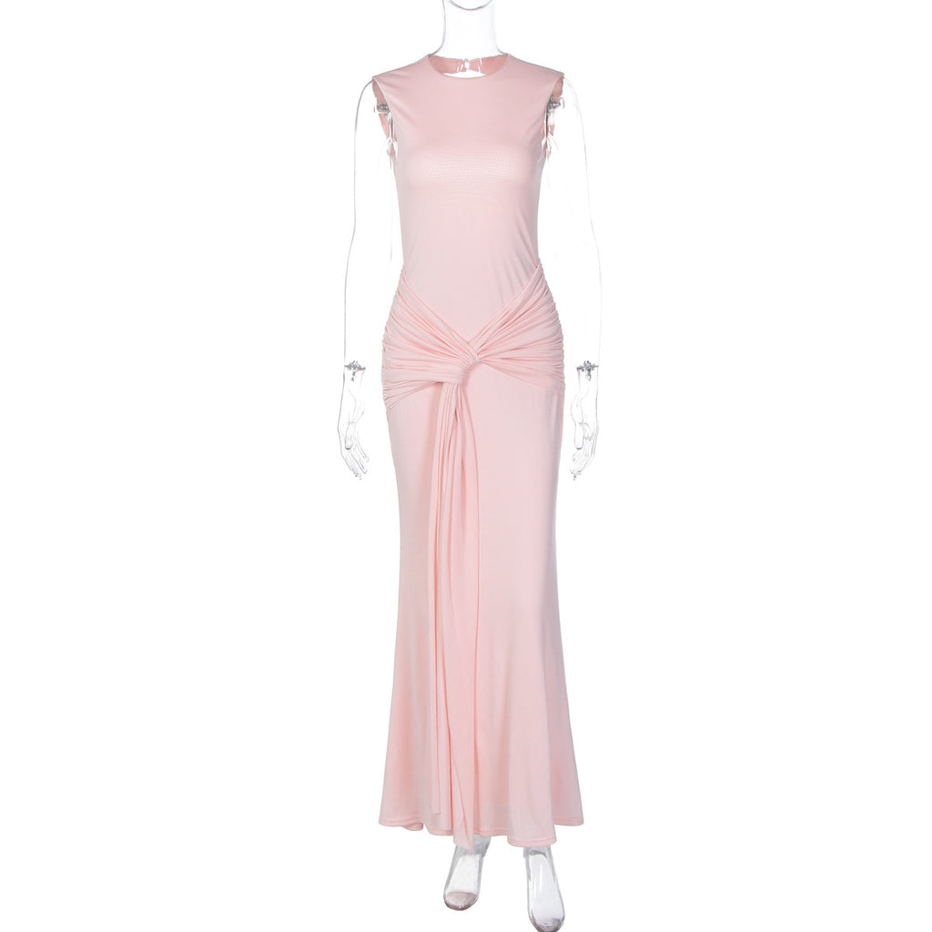Women's Slim-Fit Longline Open-Back Sleeveless Cutout Dress Party Evening Outfit Day for Office Wedding Guest Date Night Business Casual Summer Travel