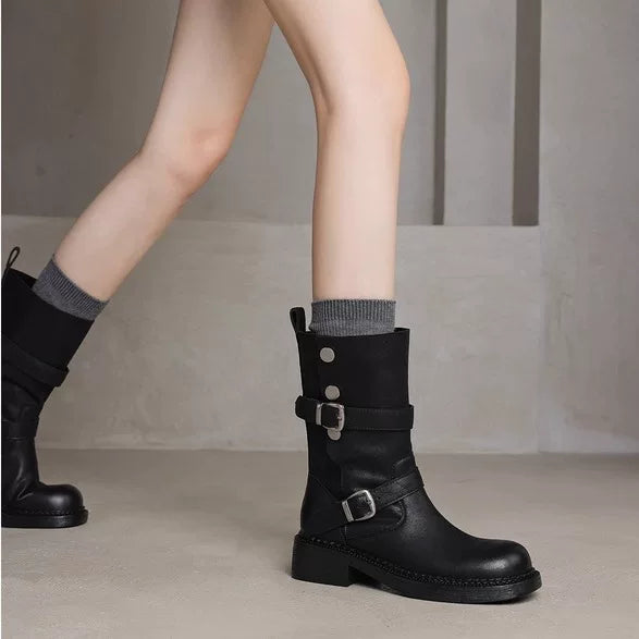 Women's Western Cowboy Fall Winter Leather Retro Tall Riding Boots for Office and Weekend Streetwear Everyday Wear Date Night Wedding Guest