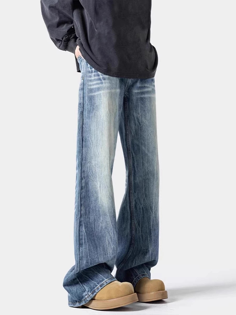 Men's Straight Washed Oversized Slim-fit Retro Wide-leg Jeans for Casual Outfits Everyday Office Slimming Weekend Date Night