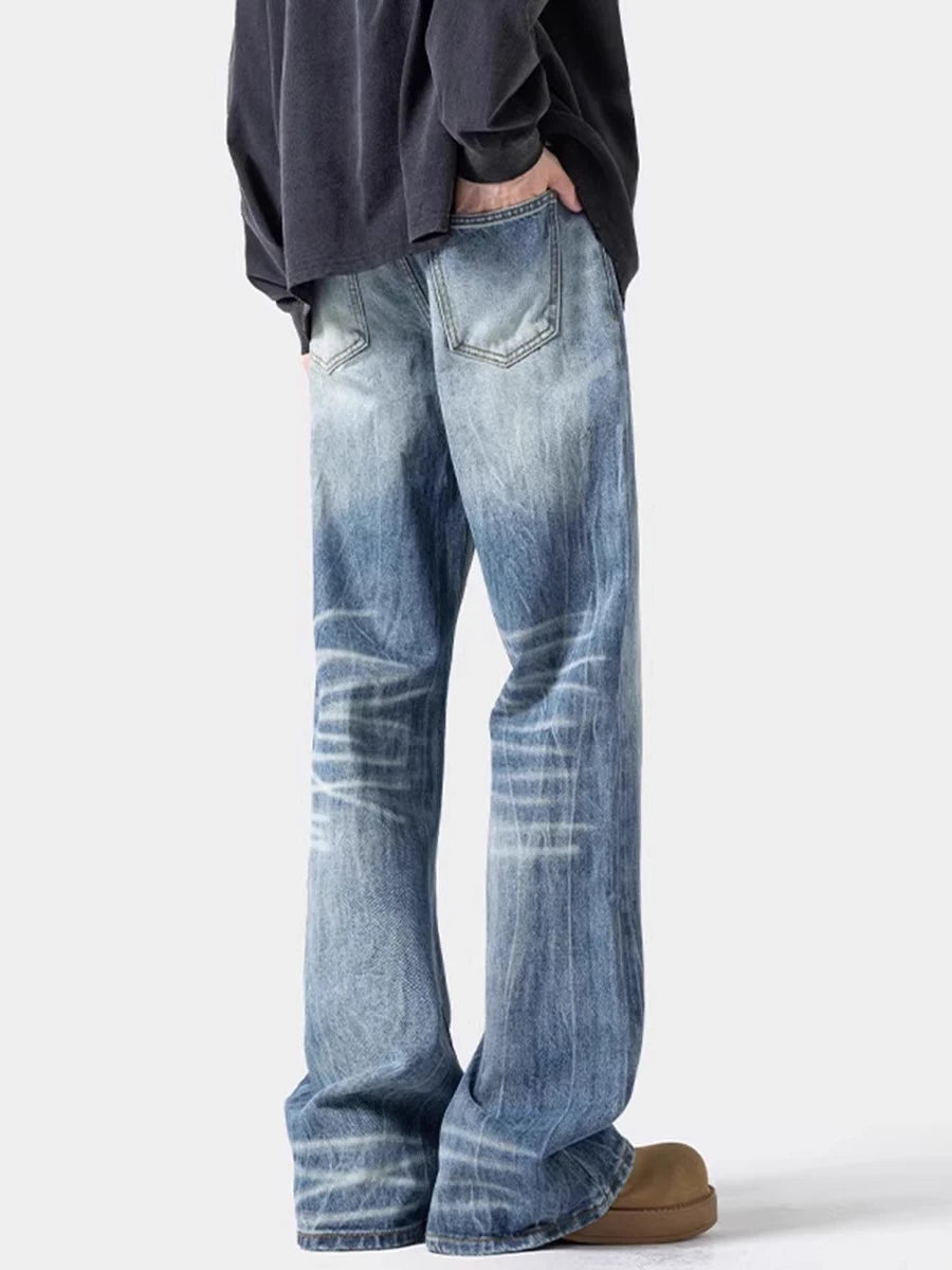 Men's Straight Washed Oversized Slim-fit Retro Wide-leg Jeans for Casual Outfits Everyday Office Slimming Weekend Date Night