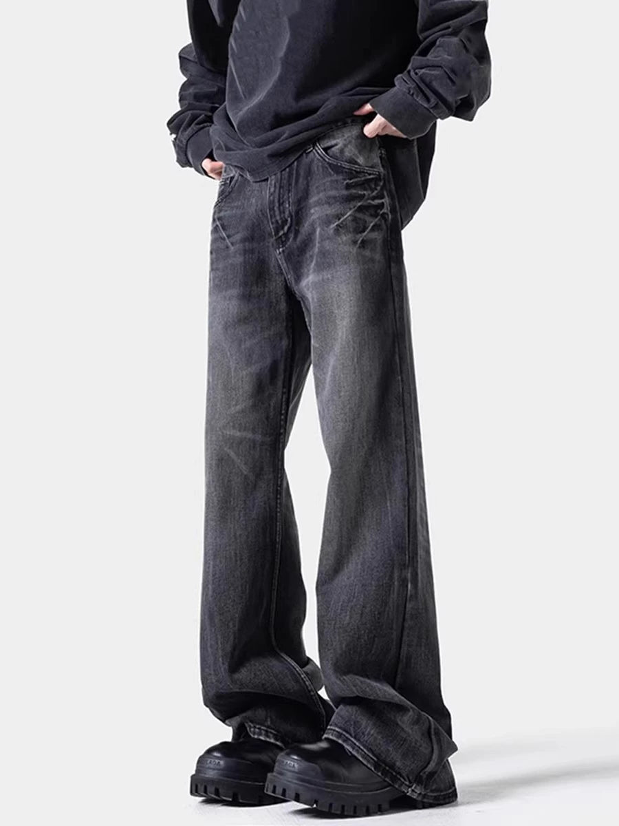 Men's Straight Washed Oversized Slim-fit Retro Wide-leg Jeans for Casual Outfits Everyday Office Slimming Weekend Date Night