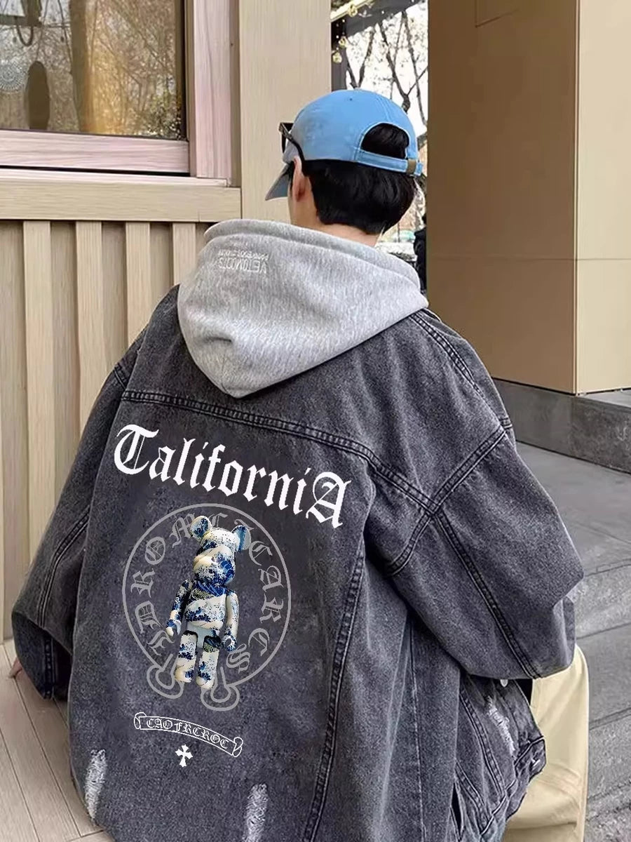 Men's Hooded Oversized Retro Jacket Casual Coat for Cold Weather Fall Travel Everyday Wear Outdoor Holiday