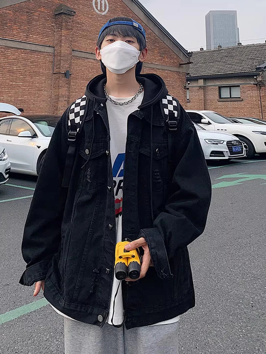 Men's Hooded Oversized Retro Jacket Casual Coat for Cold Weather Fall Travel Everyday Wear Outdoor Holiday