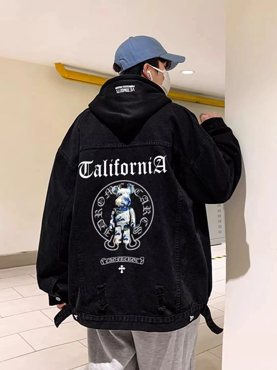Men's Hooded Oversized Retro Jacket Casual Coat for Cold Weather Fall Travel Everyday Wear Outdoor Holiday