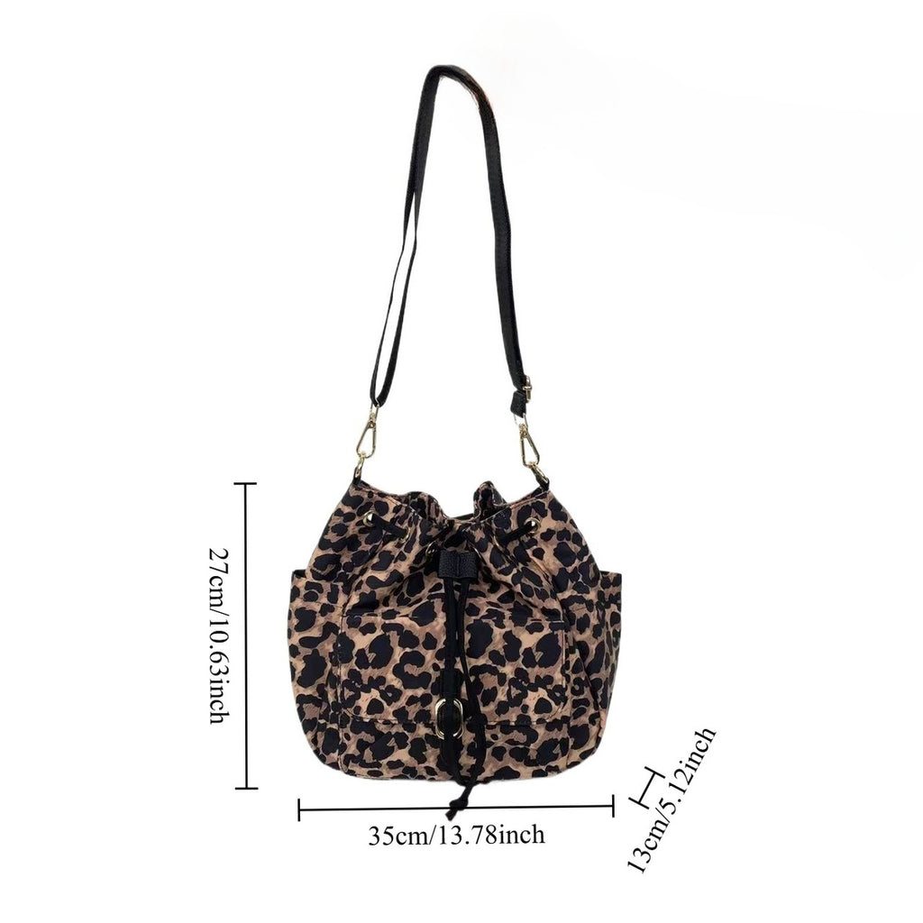 Women's Nylon Retro Bucket Bag Drawstring Shoulder Purse Hobo for Everyday Use Travel Work Versatile Office School