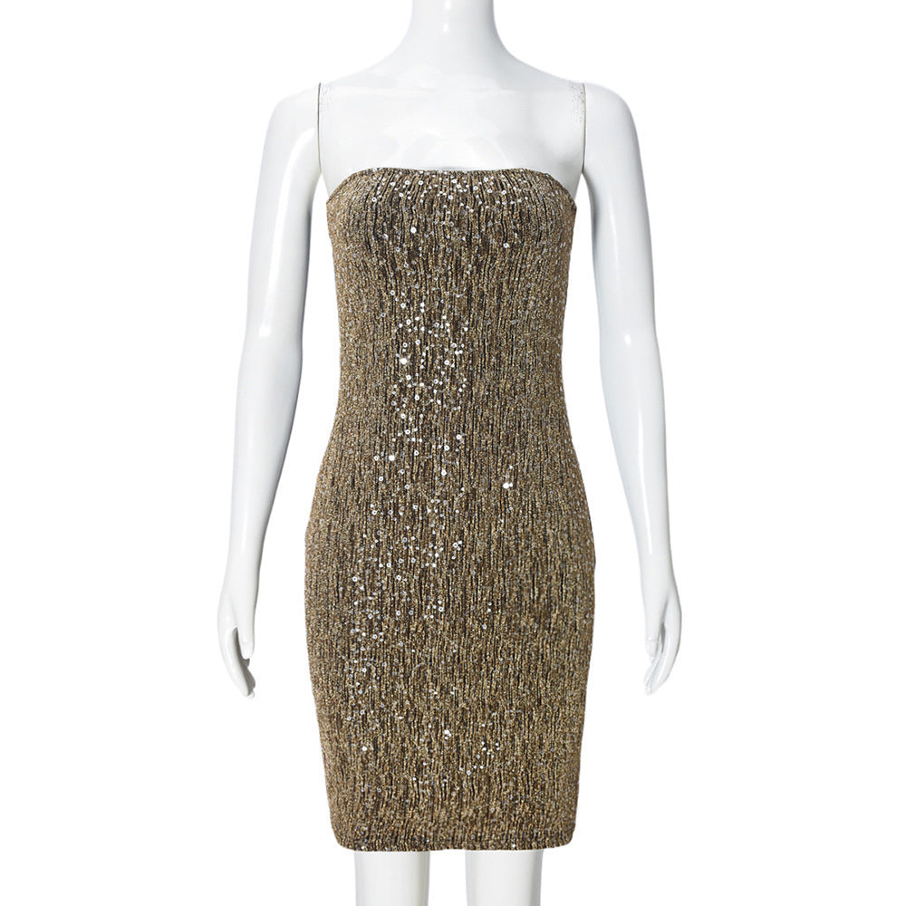 Women's Streetwear Glitter Cutout Evening Dress Formal Midi Dress for Black Tie Wedding Guest Cocktail Party Prom Date Night