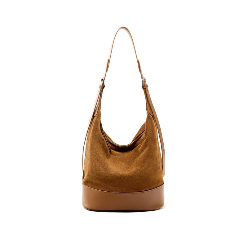 Women's Large-capacity Commuter Office Leather Workwear Bucket Bag Drawstring Shoulder Purse Hobo for Everyday Use Travel Premium