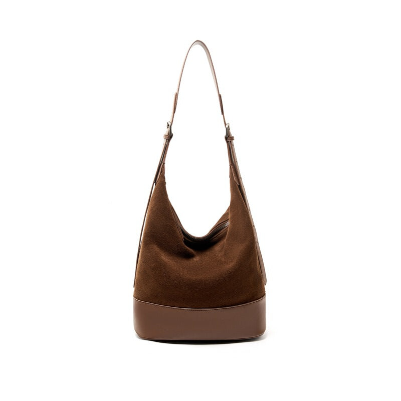 Women's Large-capacity Commuter Office Leather Workwear Bucket Bag Drawstring Shoulder Purse Hobo for Everyday Use Travel Premium
