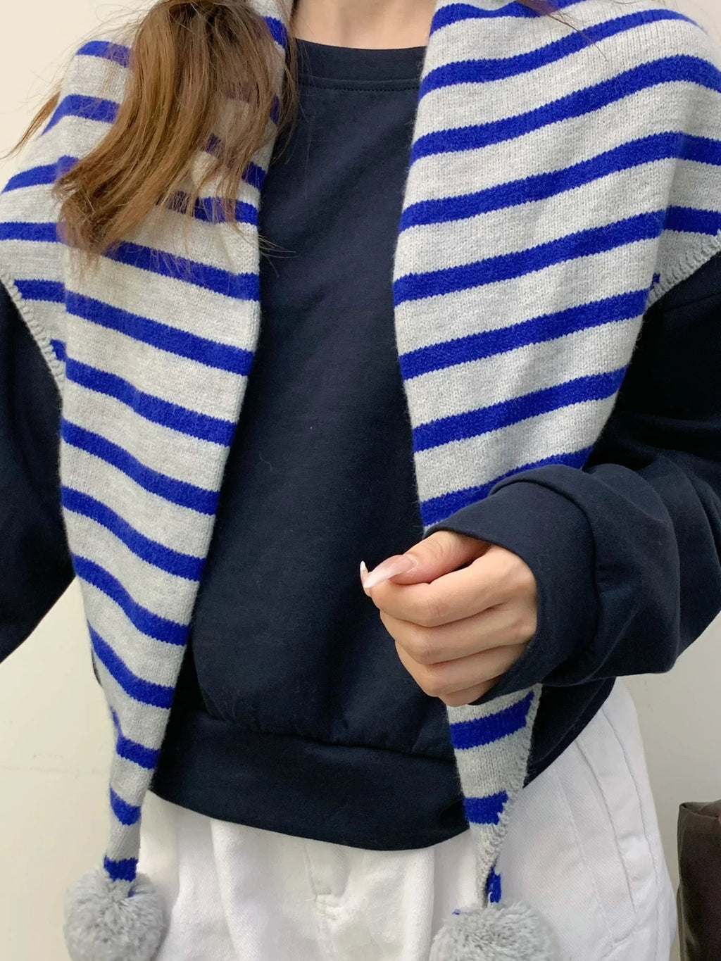 Women's Fall Winter Fleece-Lined Korean-Style Knit Shawl for Office and Travel Evening Gift Holiday Gift