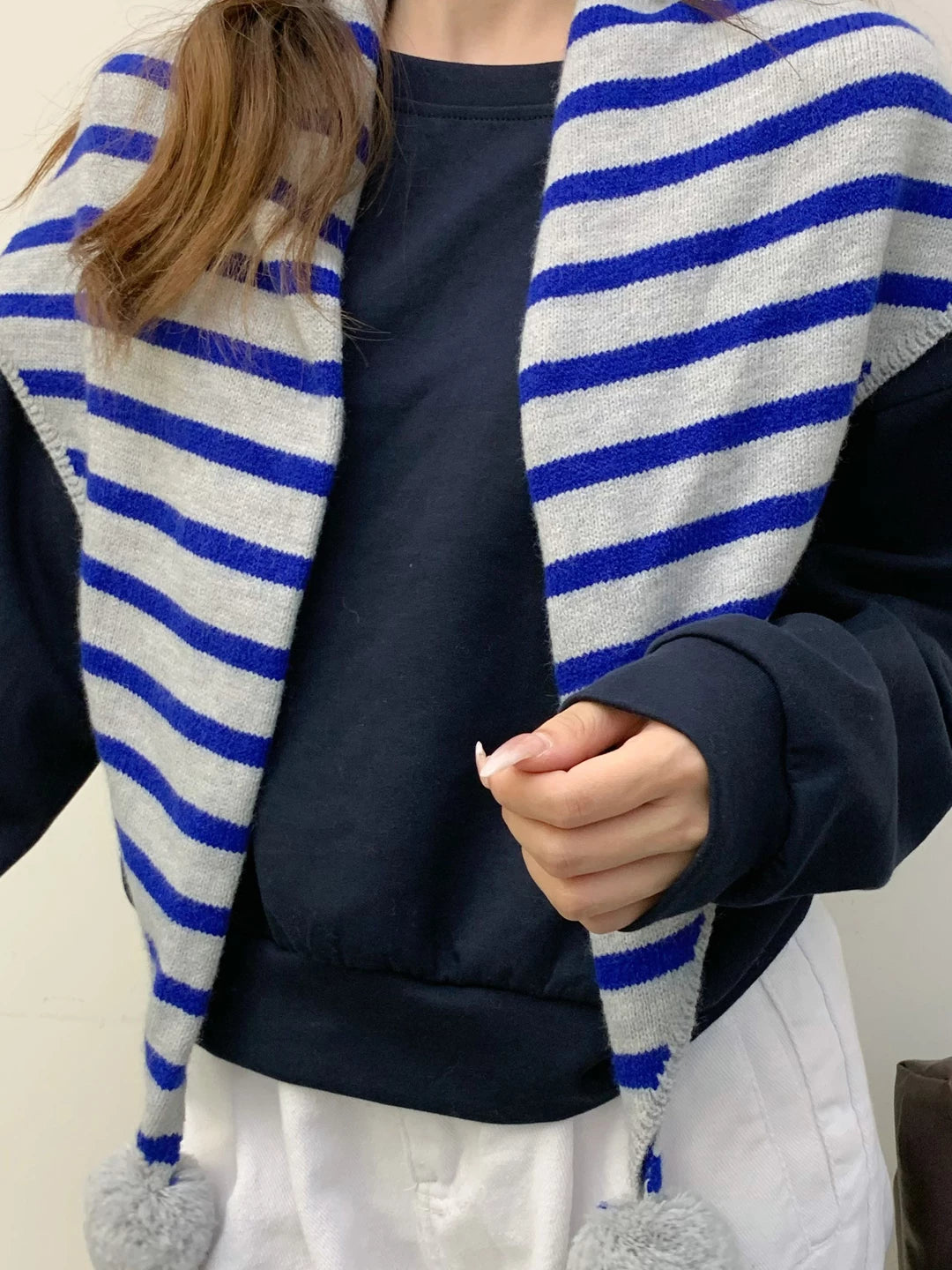 Women's Fall Winter Fleece-Lined Korean-Style Knit Shawl for Office and Travel Evening Gift Holiday Gift