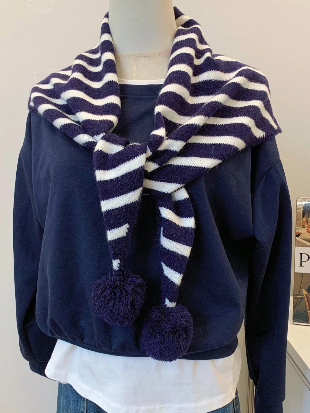 Women's Fall Winter Fleece-Lined Korean-Style Knit Shawl for Office and Travel Evening Gift Holiday Gift