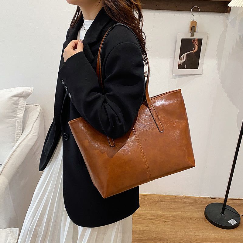 Women's Large-capacity Minimalist Casual Tote Bag Shoulder Crossbody Purse Versatile Work and Travel Office
