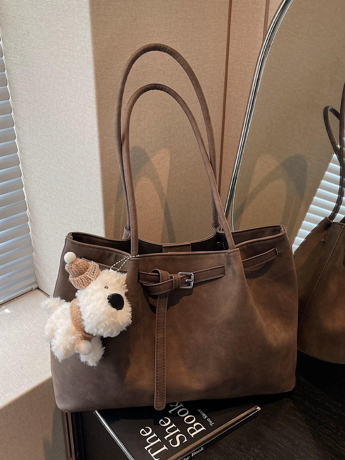 Women's Large-capacity Suede-look Office Designer Workwear Retro Tote Bag Shoulder Crossbody Purse Work Travel Everyday Purse