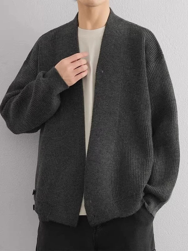 Men's Quiet-Luxury Retro Cardigan Relaxed Fit Knit Outerwear for Office Outfits Everyday Work Date Night Fall Winter