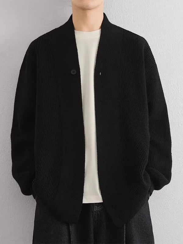 Men's Quiet-Luxury Retro Cardigan Relaxed Fit Knit Outerwear for Office Outfits Everyday Work Date Night Fall Winter