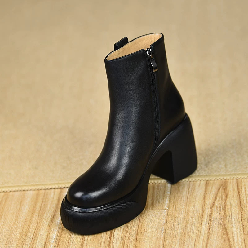 Women's Fall Winter Chunky Sole Block Heel High Heel Petite Ankle Boots for Office and Weekend Streetwear Everyday Wear Date Night Wedding Guest