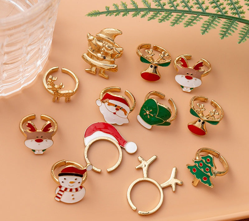 Christmas Ring Set, Santa, Snowman and Reindeer Rings, 6-Piece or 25-Piece Assorted Holiday Party Favor Pack, Stocking Stuffers and Gift Exchange Present for Ki