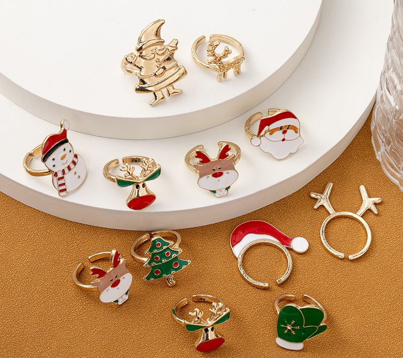 Christmas Ring Set, Santa, Snowman and Reindeer Rings, 6-Piece or 25-Piece Assorted Holiday Party Favor Pack, Stocking Stuffers and Gift Exchange Present for Ki
