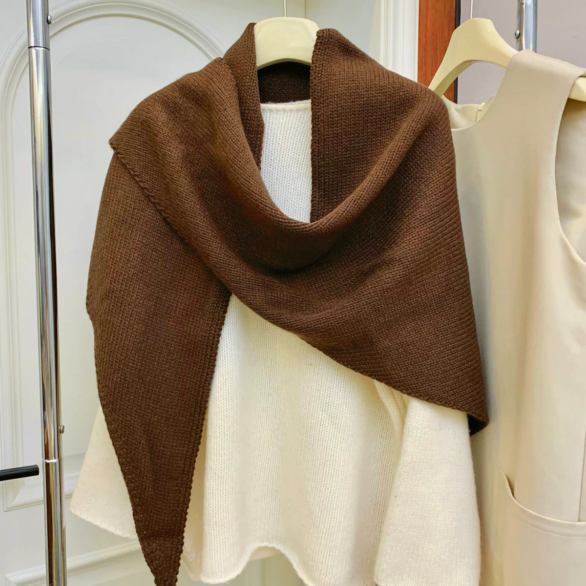 Women's Fall Winter Fleece-Lined Vintage Knit Shawl for Office and Travel Evening Gift Holiday Gift
