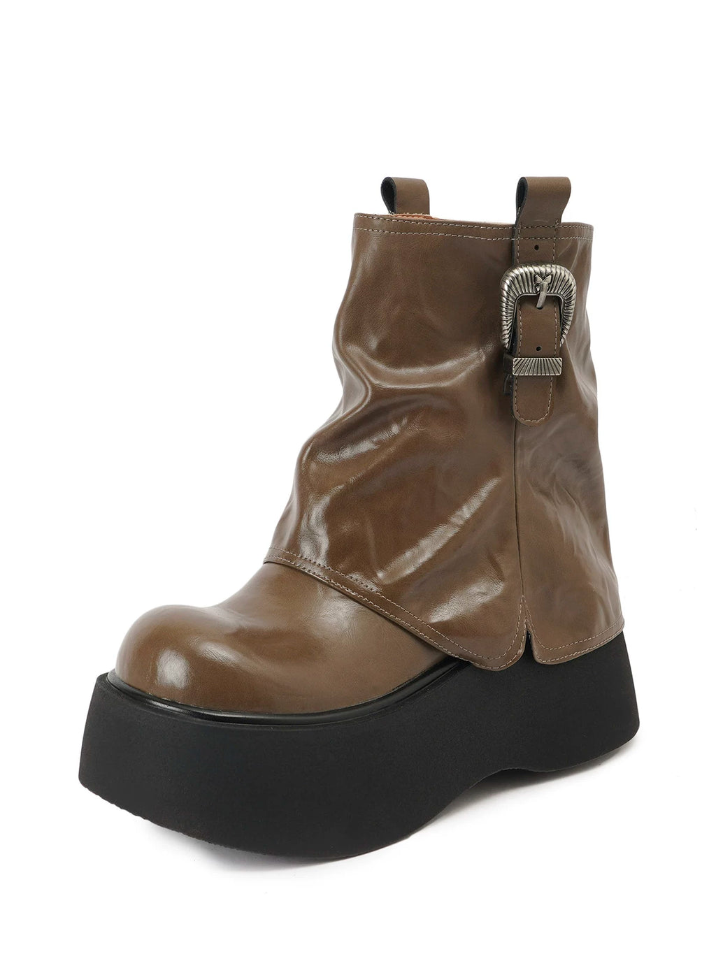 Women's Chunky Sole Leather Tube Boots for Fall Outfits Streetwear Winter Everyday Office and Weekend Date Night