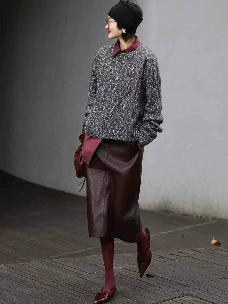 Women's Quiet-Luxury Sweater Knit Pullover Top for Fall Winter Spring Travel Office Everyday Date Night
