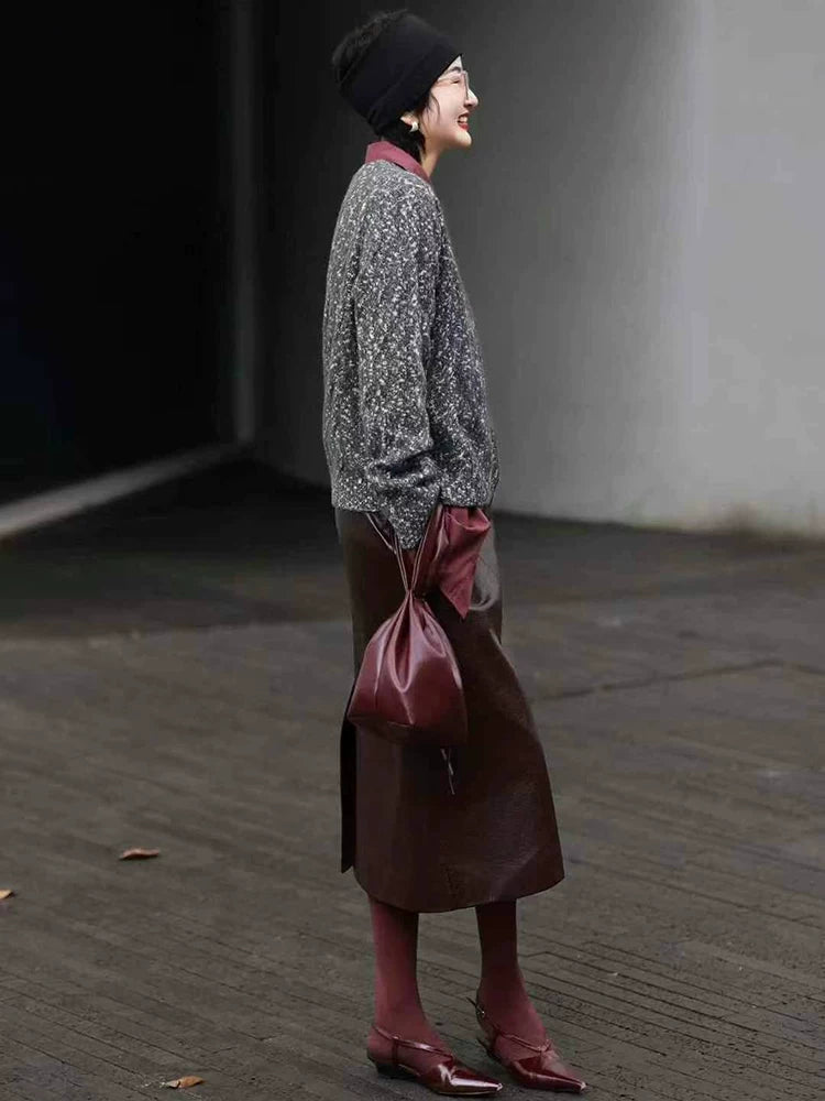 Women's Quiet-Luxury Sweater Knit Pullover Top for Fall Winter Spring Travel Office Everyday Date Night