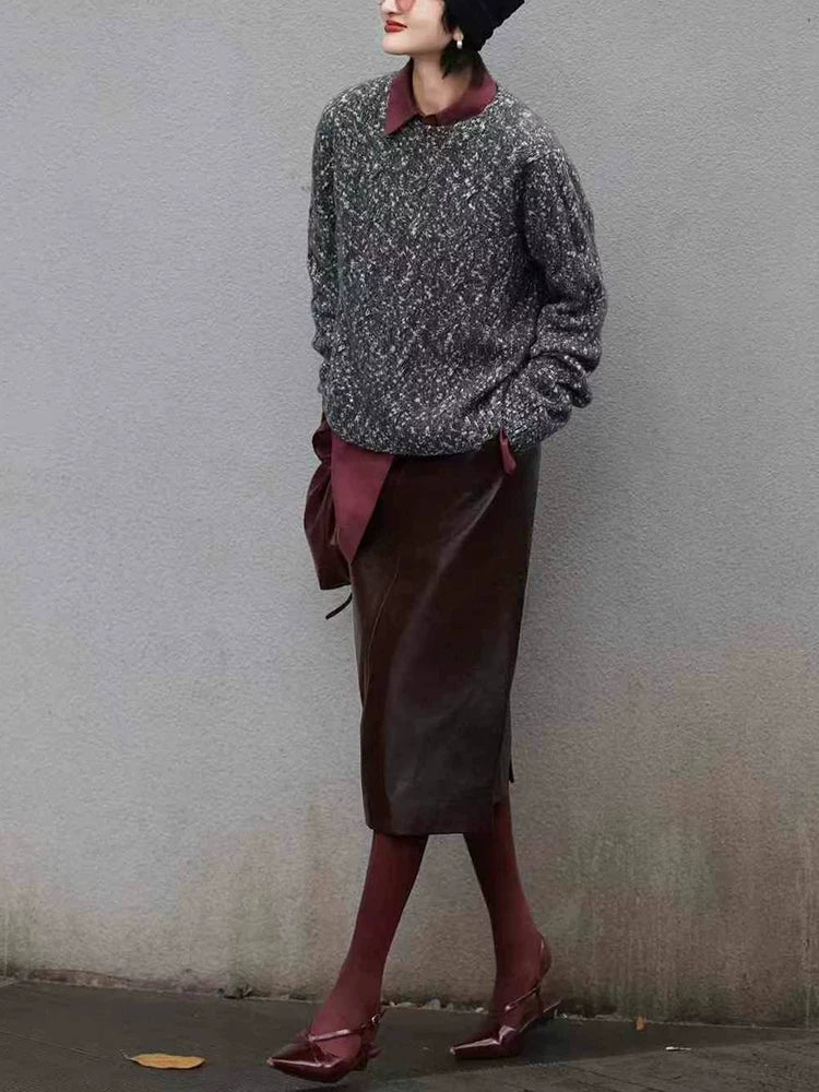 Women's Quiet-Luxury Sweater Knit Pullover Top for Fall Winter Spring Travel Office Everyday Date Night