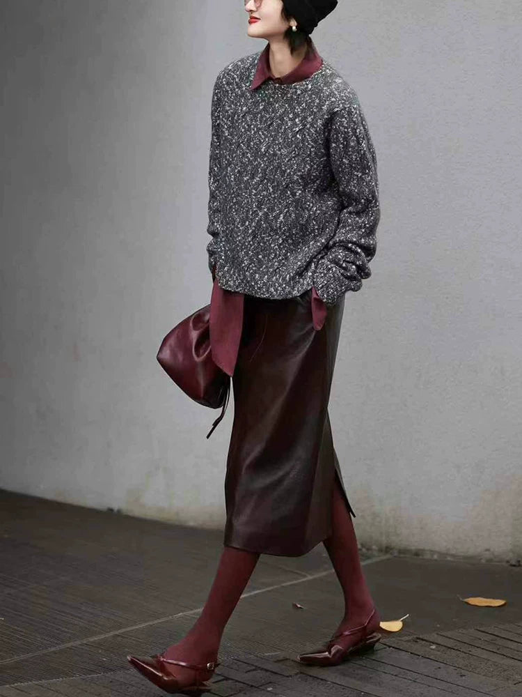 Women's Quiet-Luxury Sweater Knit Pullover Top for Fall Winter Spring Travel Office Everyday Date Night
