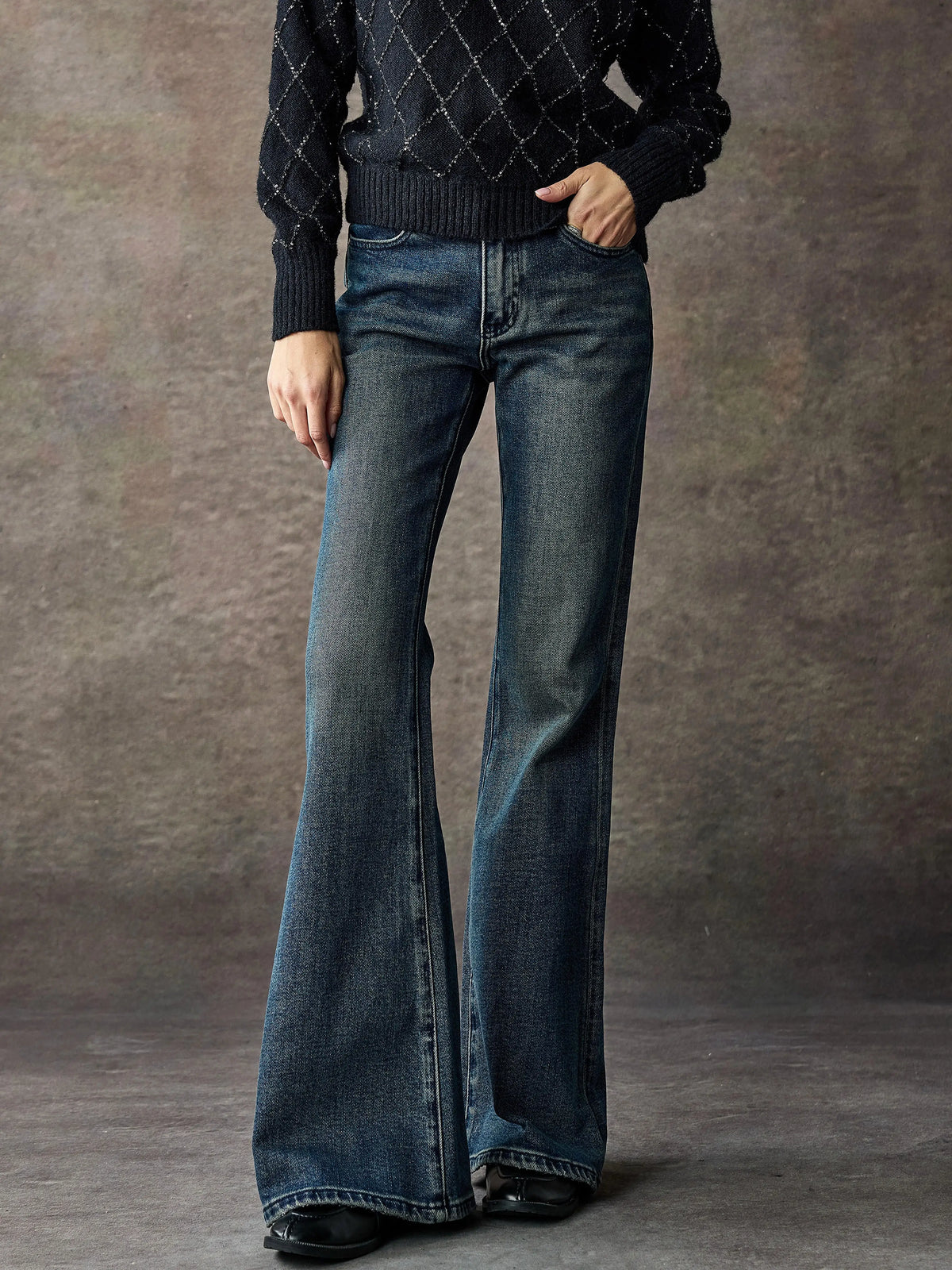 Women's Washed Slim-Fit High-Waist Retro Wide-Leg Jeans for Casual Outfits Everyday Office Weekend Date Night