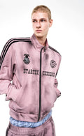 Men's American-Style Oxidized Fall Winter Pink Mandarin Collar Hoodie Sweatshirt for Casual Streetwear Travel and Weekend