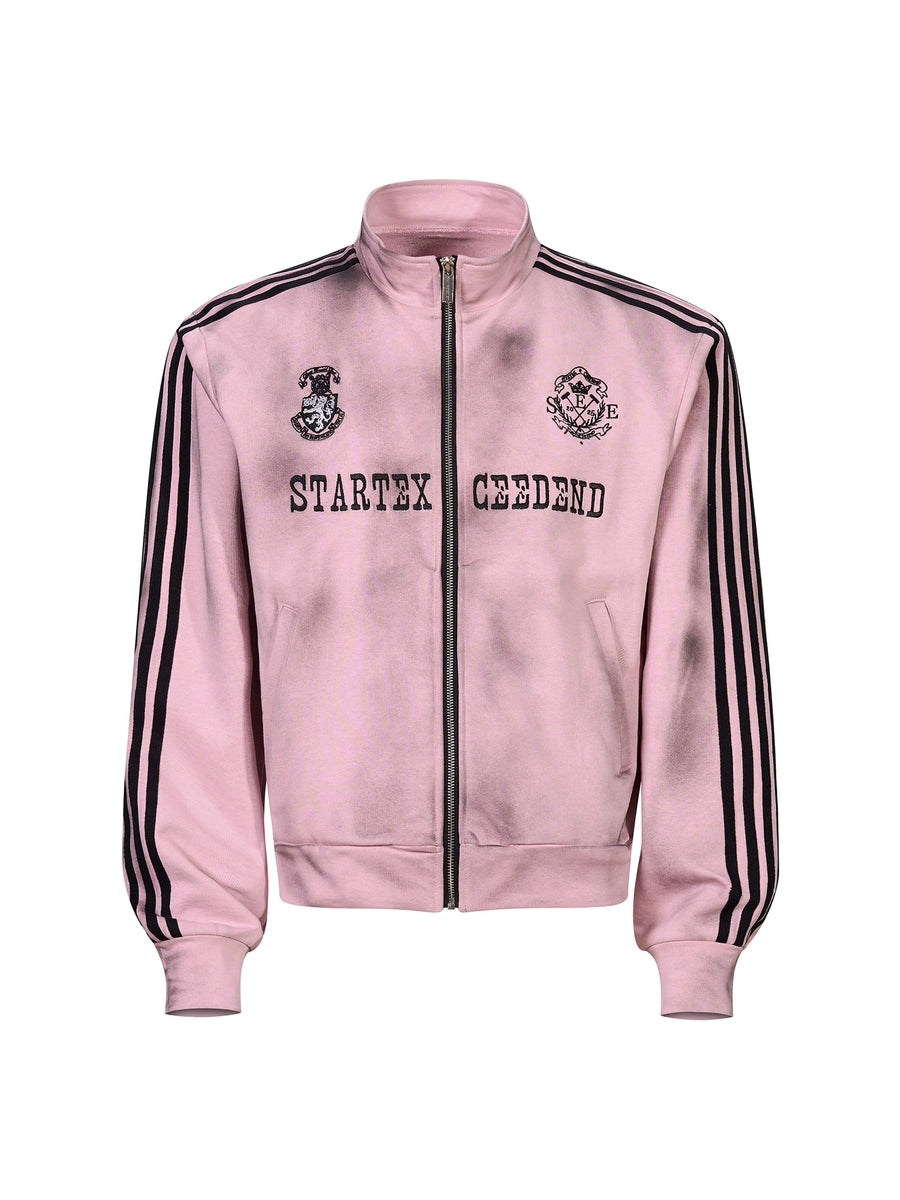 Men's American-Style Oxidized Fall Winter Pink Mandarin Collar Hoodie Sweatshirt for Casual Streetwear Travel and Weekend