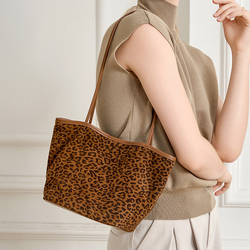 Women's Commute Office Leopard Workwear Retro Tote Bag Shoulder Crossbody Purse Premium Work and Travel School