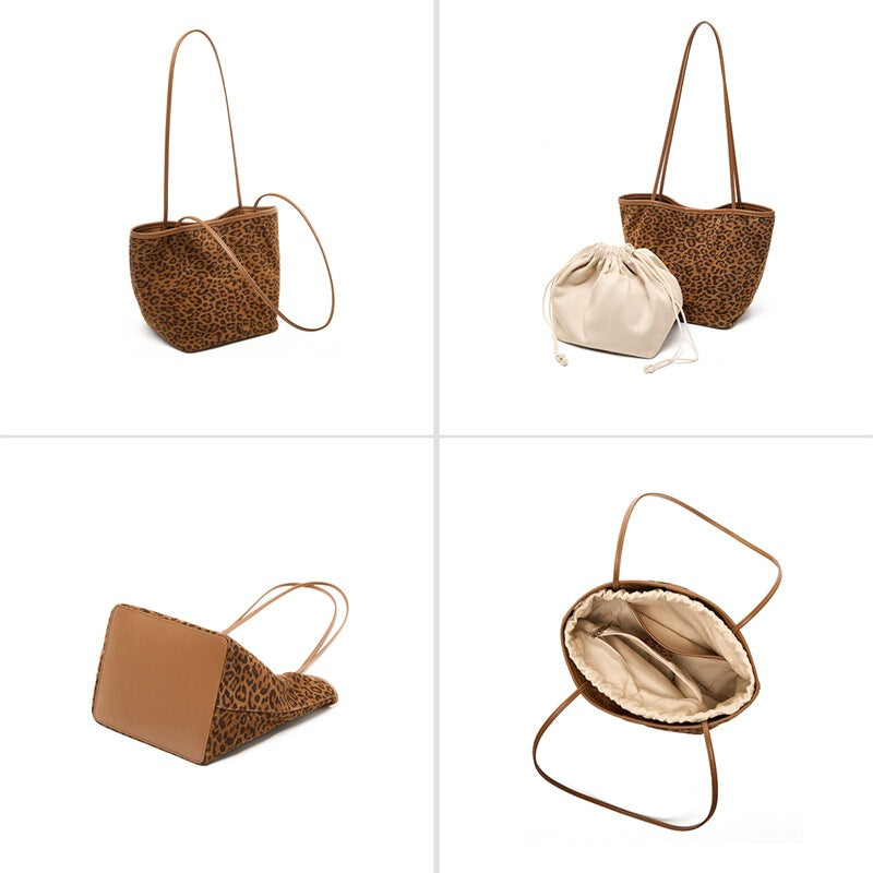 Women's Commute Office Leopard Workwear Retro Tote Bag Shoulder Crossbody Purse Premium Work and Travel School