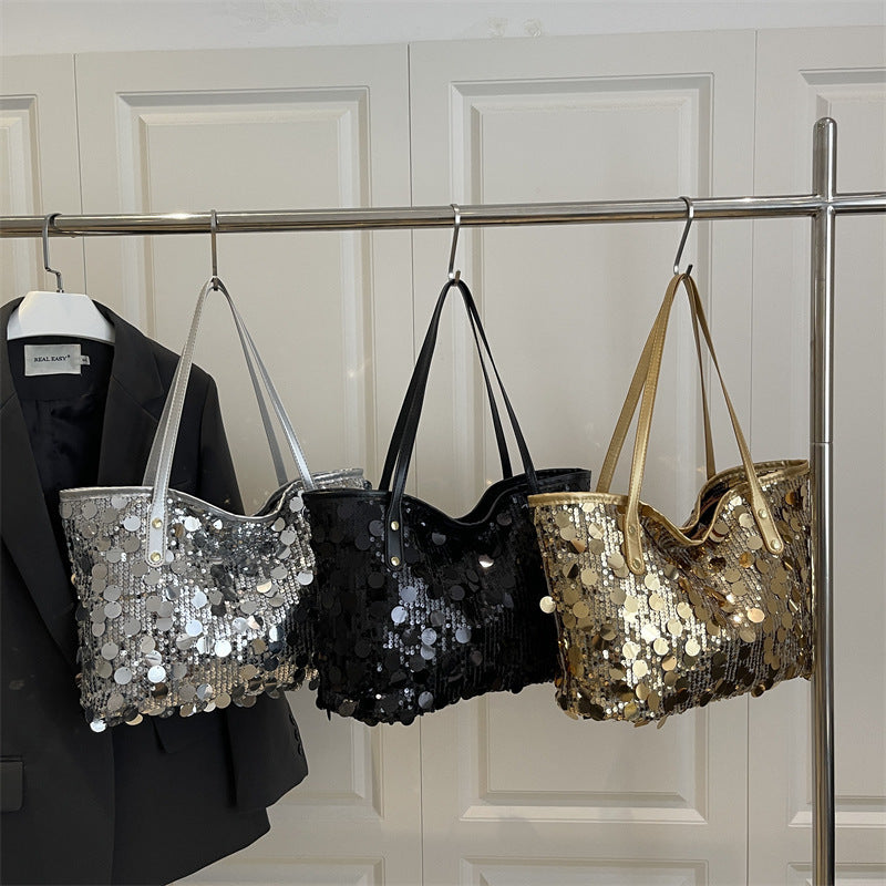 Women's Large-capacity Commute Tassel Glitter Office Workwear Tote Bag Shoulder Crossbody Purse Versatile Work and Travel
