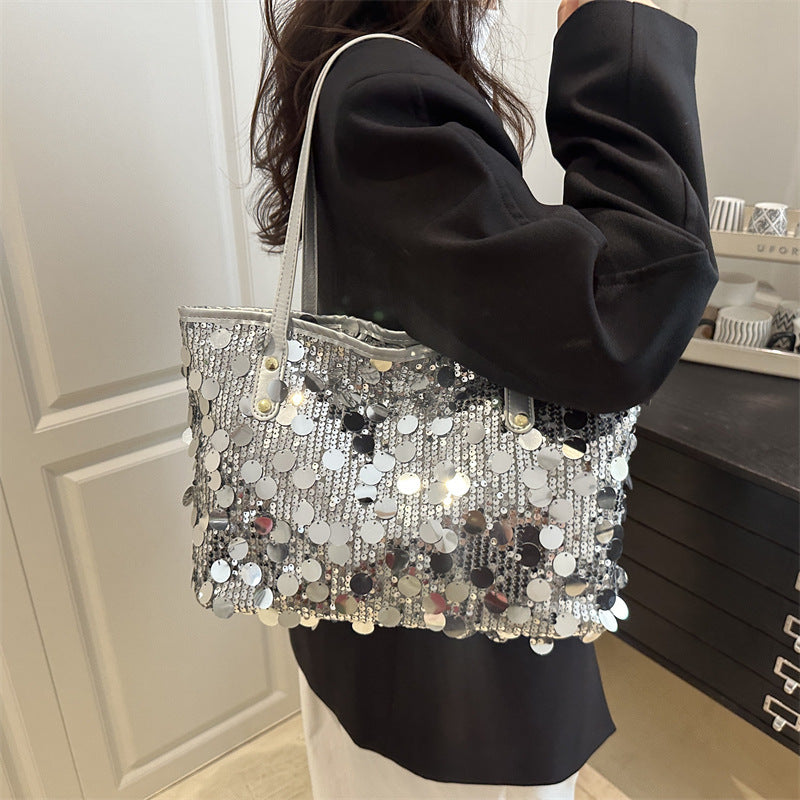 Women's Large-capacity Commute Tassel Glitter Office Workwear Tote Bag Shoulder Crossbody Purse Versatile Work and Travel