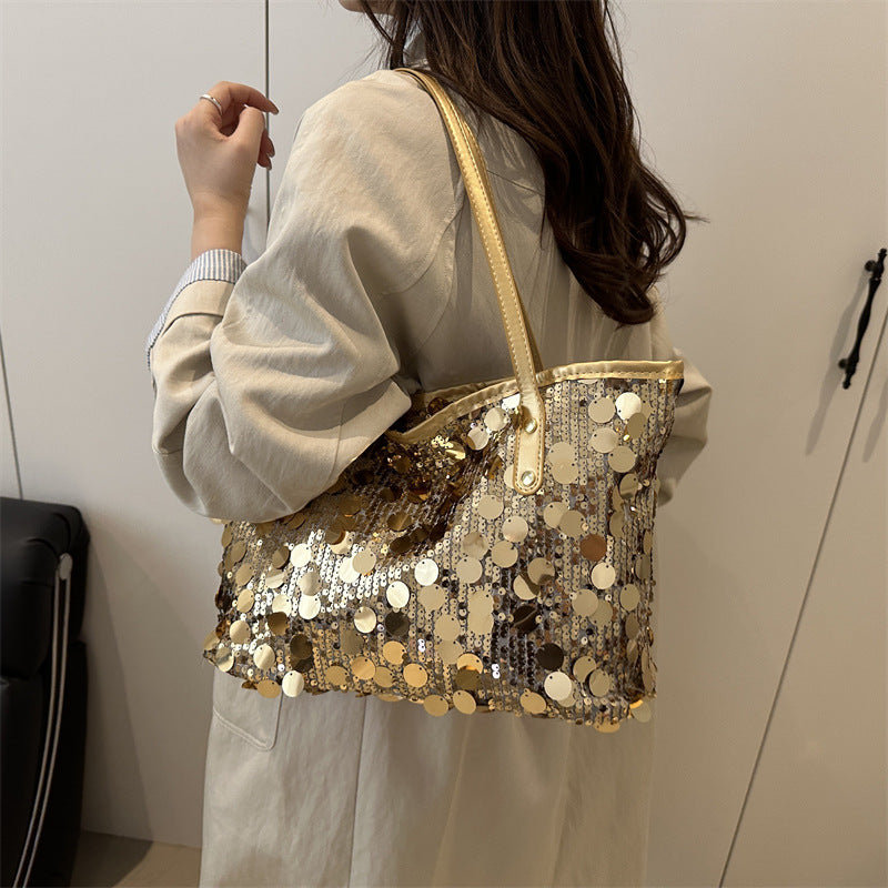 Women's Large-capacity Commute Tassel Glitter Office Workwear Tote Bag Shoulder Crossbody Purse Versatile Work and Travel