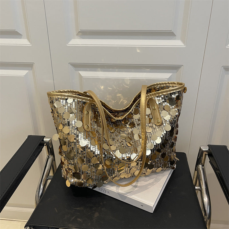 Women's Large-capacity Commute Tassel Glitter Office Workwear Tote Bag Shoulder Crossbody Purse Versatile Work and Travel