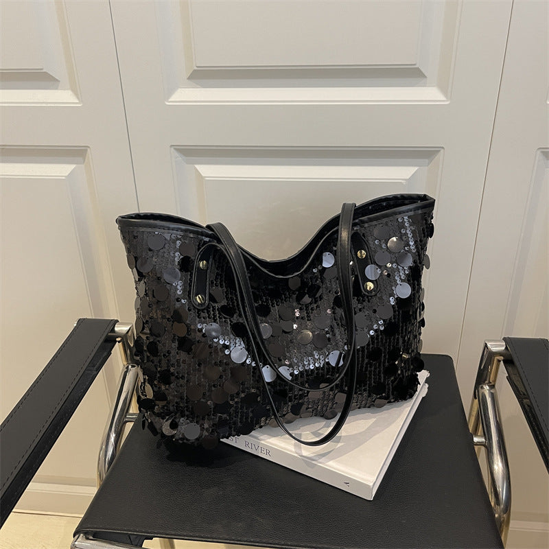 Women's Large-capacity Commute Tassel Glitter Office Workwear Tote Bag Shoulder Crossbody Purse Versatile Work and Travel
