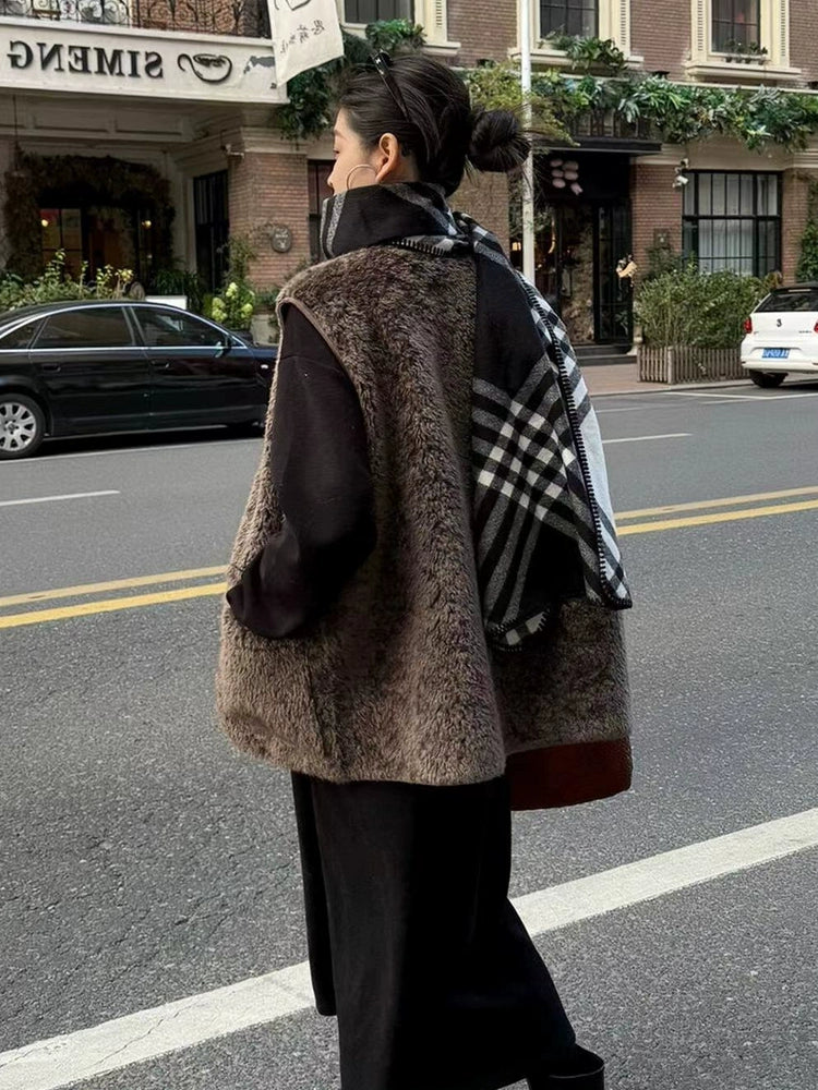 Women's Fall Winter Vest Oversized Slim-fit Korean-style Retro for Date Night Holiday Party Slimming