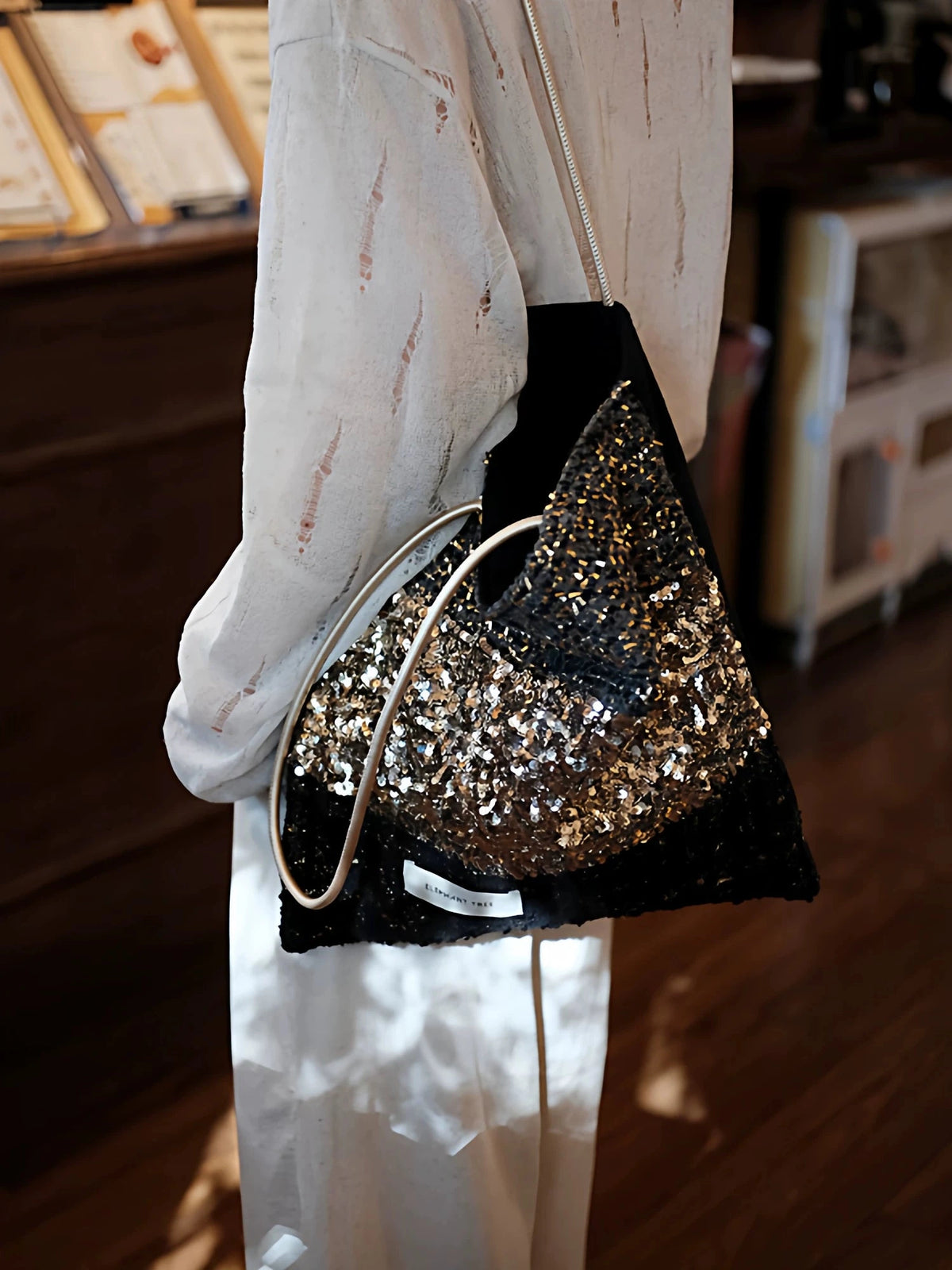 Women's Canvas Glitter Fall Winter Office Designer Luxe Workwear Tote Bag Shoulder Crossbody Purse Work Travel Everyday Purse
