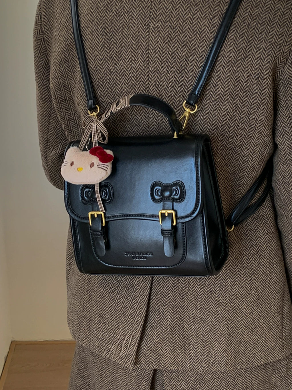 Women's Spring Summer Bow Preppy Retro Backpack Travel School Bag Work Travel Everyday Bag