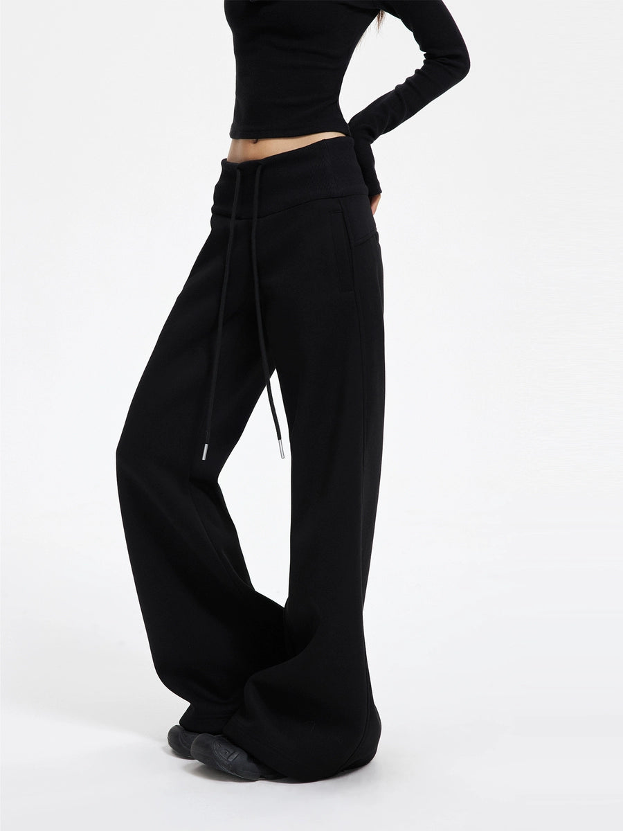 Women's Waist-defining Fleece-lined Oversized Slim-fit Sporty Casual Straight Pants Wide-leg for Office Outfits Business Work Slimming Travel Comfort Weekend