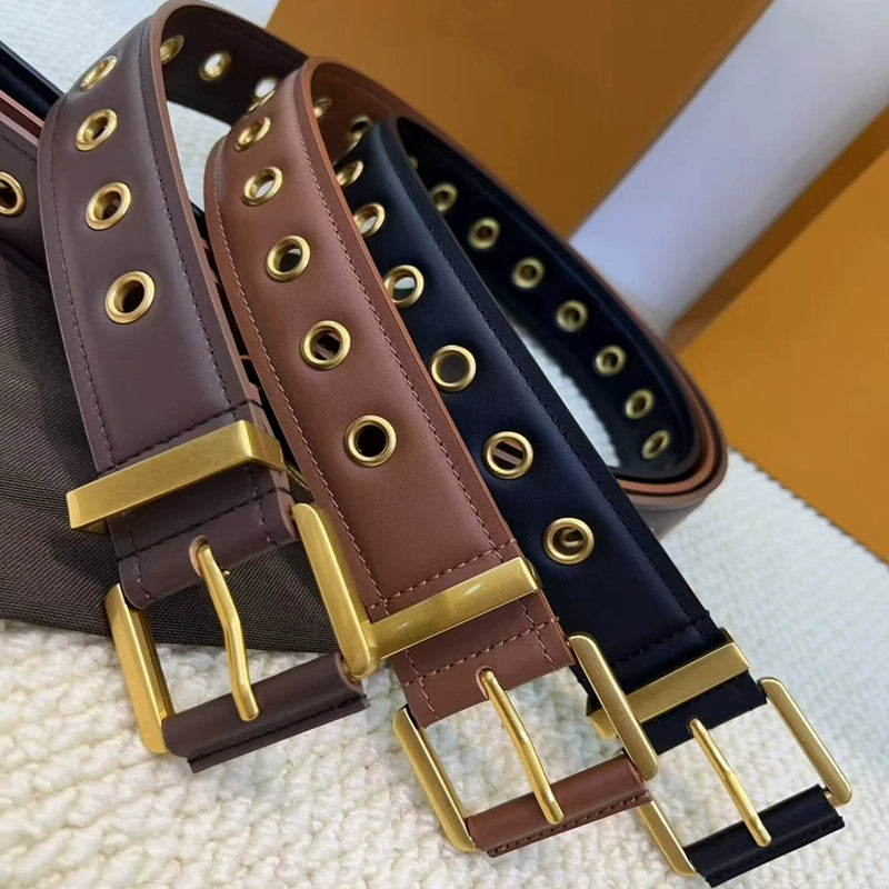 Women's Studded Leather Cutout Korean-style Retro Waist Belt for Date Night Gift Party Designer Office Everyday